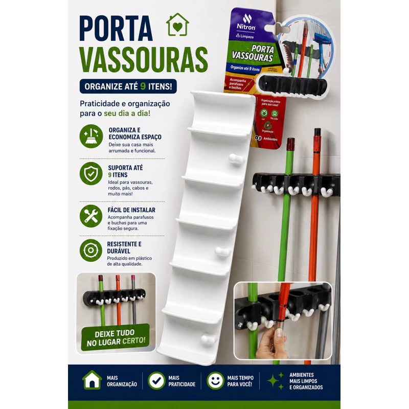 Porta Vassouras Multiuso: O Segredo de Eficiência que Toda Personal Organizer Precisa